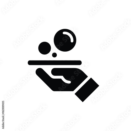Hand holding bubbles icon
