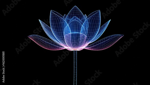 Glowing Abstract Lotus Flower Digital Art