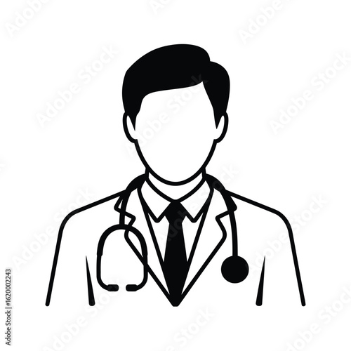 Stylized icon of a doctor with stethoscope