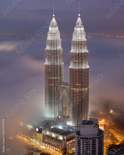 Wallpaper Mural Twin towers shrouded in mist at dawn Torontodigital.ca