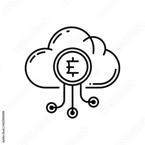 Cloud computing with digital currency symbol icon