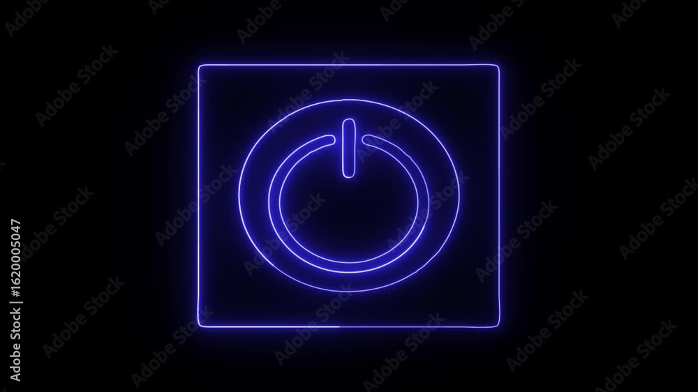 line ban power icon animation glowing neon blue color warning wrong sign symbol on black background line ban power icon animation glowing neon blue color warning wrong sign symbol on black background