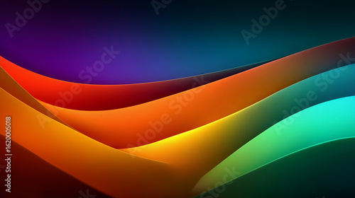 Colorful Wavy Ribbons on a Dark Background