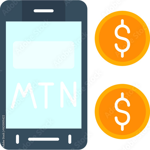 MTN Mobile Money Icon Vector Element