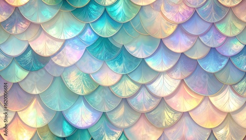 Multicolored Iridescent Fish Scales Seamless Pattern Background