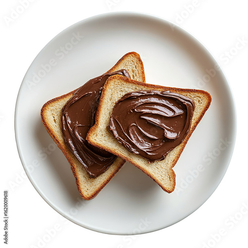 Sliced bread with chocolate spread, isolated on a white background, png, transparent