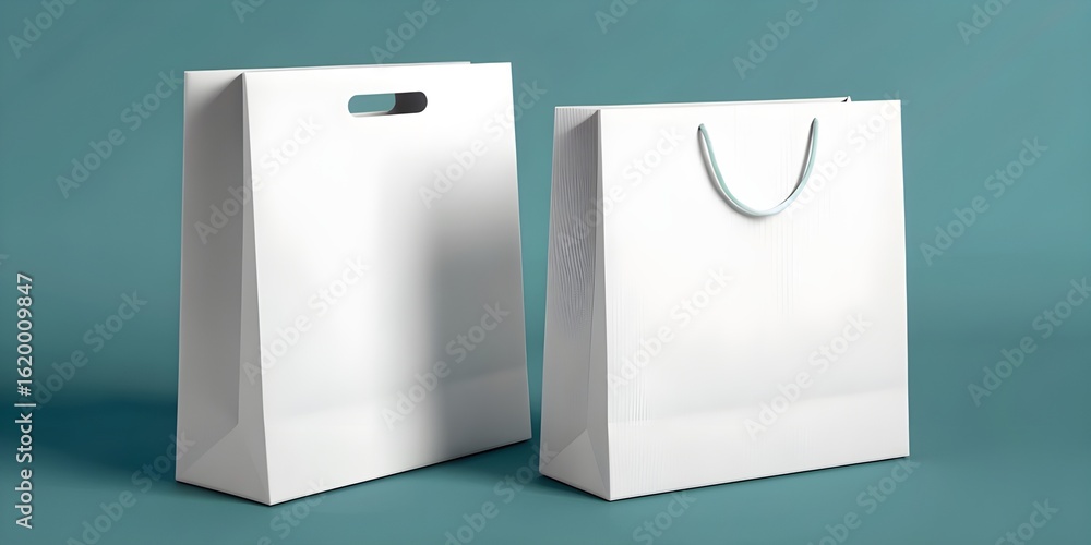 Two white paper shopping bags with handles white paper bags gift bags Two white paper shopping bags with handles white paper bags gift bags