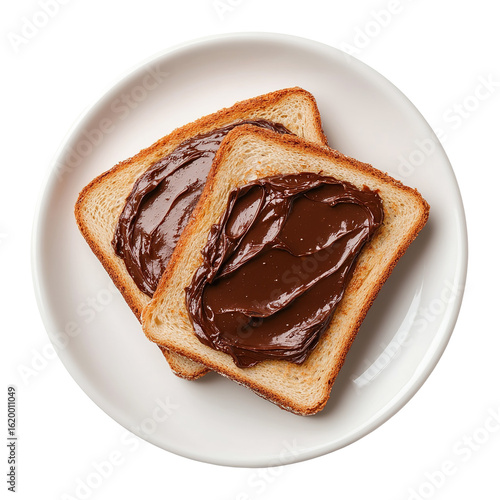 Sliced bread with chocolate spread, isolated on a white background, png, transparent