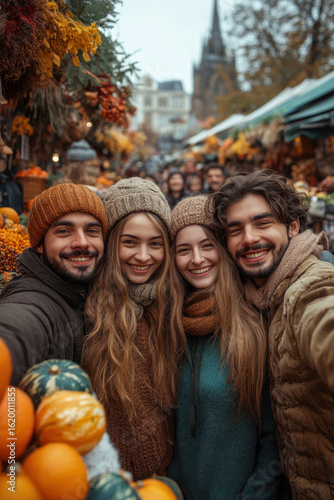 people standing in front of a market.