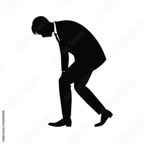 Black silhouette of a businessman bowing slightly Vector illustration