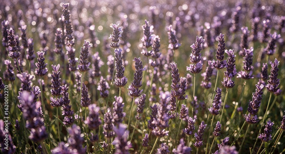Obraz premium A field of lavender flowers in full bloom under the bright sunlight during the day time in the countryside