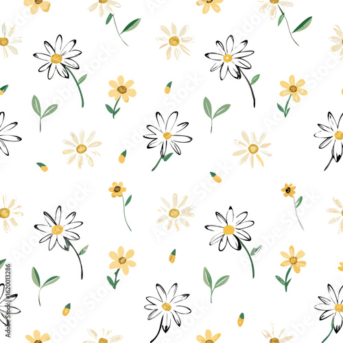 seamless pattern with camomiles