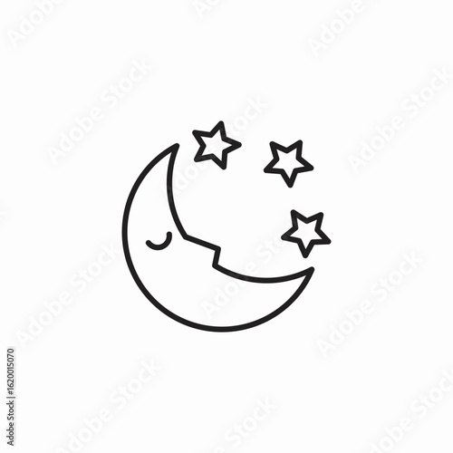 crescent moon stars icon sign vector
