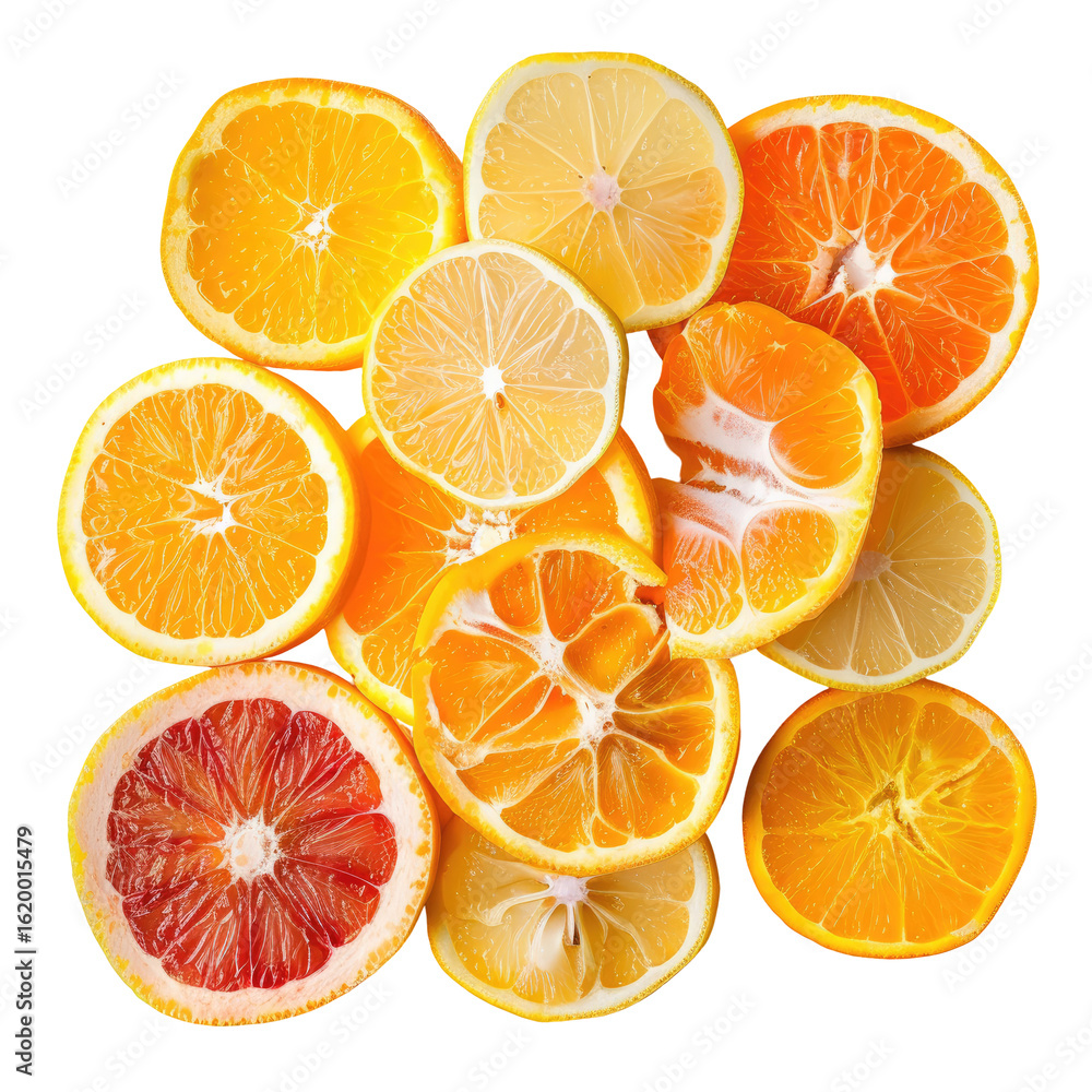 Obraz premium Citrus slices arranged in a square