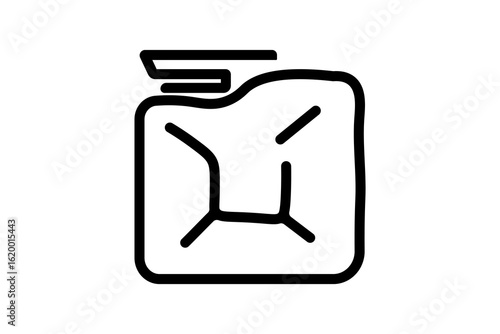 The image displays a simple, black outline drawing of what appears to be a jerry can or a fuel container.