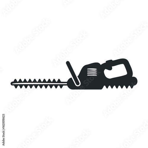 Black electric hedge trimmer silhouette. Vector illustration