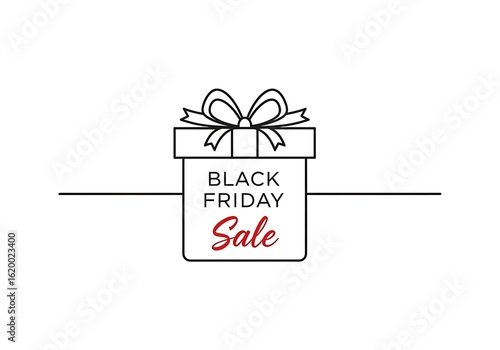Black Friday sale gift box line art present