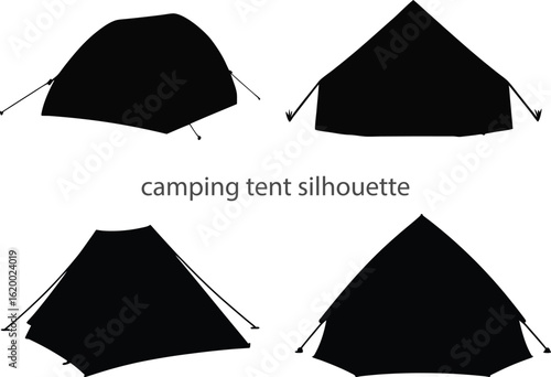 Camping Tent Silhouette Set.
