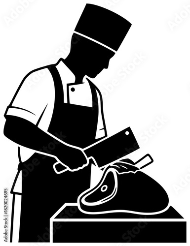 Butcher cutting meat butcher sharpening knife butcher preparing sausage butcher selling meat butcher handling chicken butcher slicing beef trimming fat grinding meat packaging steak serving