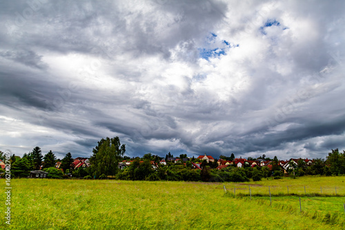 summer landscape with blue sky and clouds