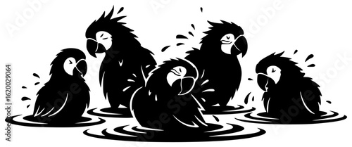 parrot perches on tree branch spreads wings to fly eats fruit sings sweet melody plays with toy snuggles with owner takes bath climbs rope looks in mirror sleeps in cozy nest with owner