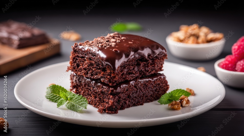 Indulge in Decadent Chocolate Brownies with Fresh Mint and Nuts Indulge in Decadent Chocolate Brownies with Fresh Mint and Nuts