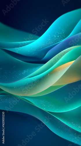 Ethereal Wavy Abstract Background with Teal and Gold