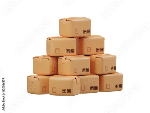 Cardboard box icon 3d render concept of delivery, shipping, cargo handling, storage, and logistics Ideal for ecommerce packaging warehouse management icon vector illustration