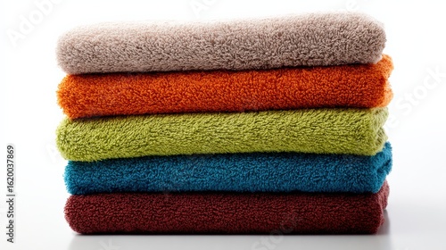 Vibrant Stack of Plush Towels - Perfect for Home Decor and Spa Settings