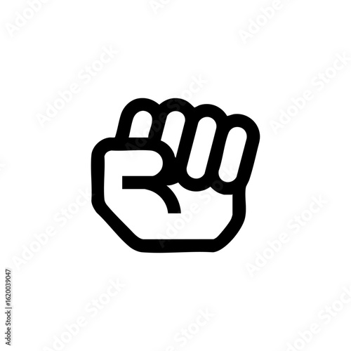 Outline icon of a clenched fist representing strength, support, resistance, or activism in a clean modern vector style.

