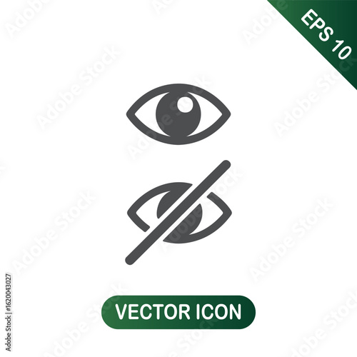 Eye Icon Set Visible and Invisible Symbols