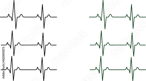 Heartbeat vector illustration ekg rhythm pulse medical waveform art