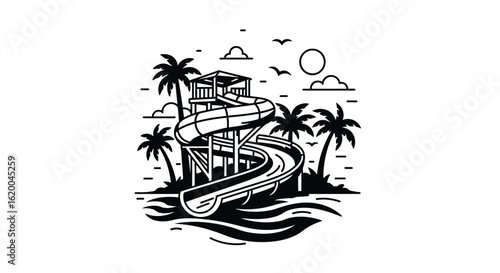 Water Slide and Tropical Vibe - Fun Water Park Design