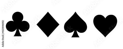 Black Suit Symbols from a Deck of Playing Cards Representing Games Chance and Card Playing