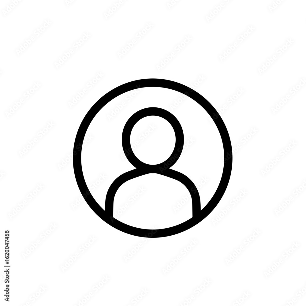 Simple line art profile icon of a person in a circle Simple line art profile icon of a person in a circle