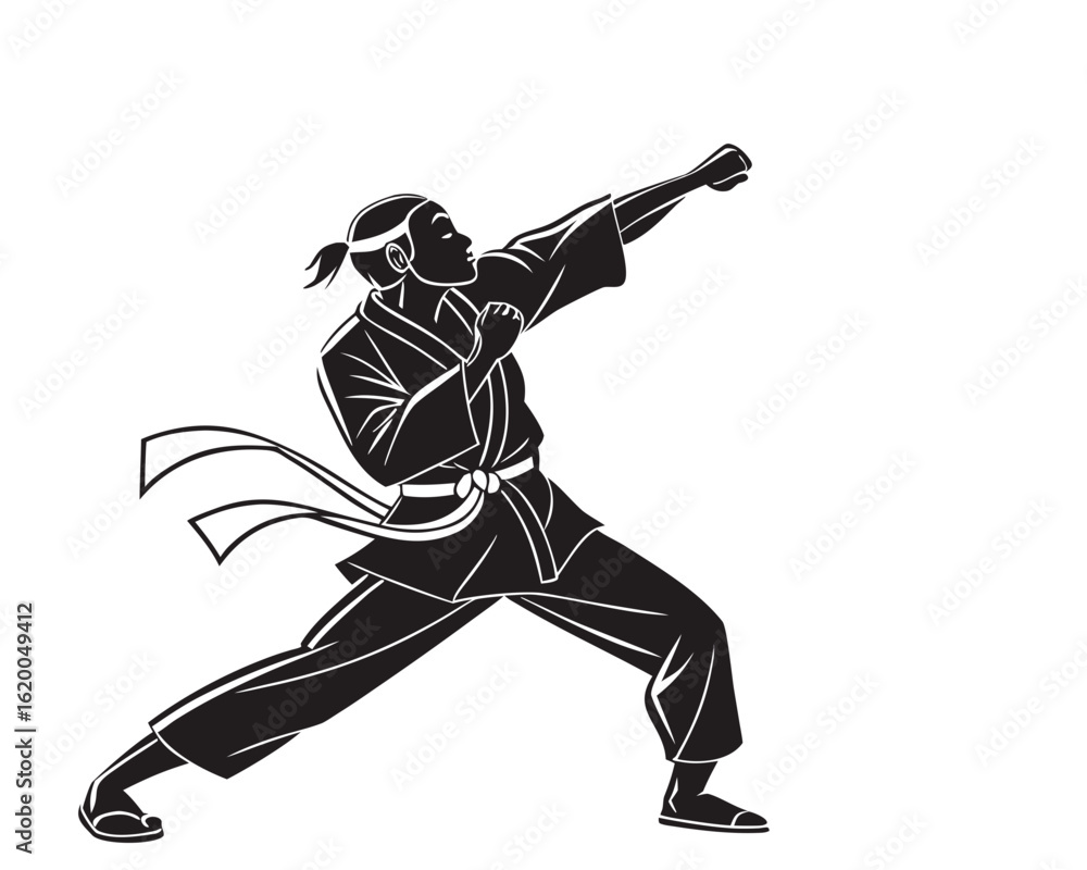 Obraz premium karate player vector transparent background