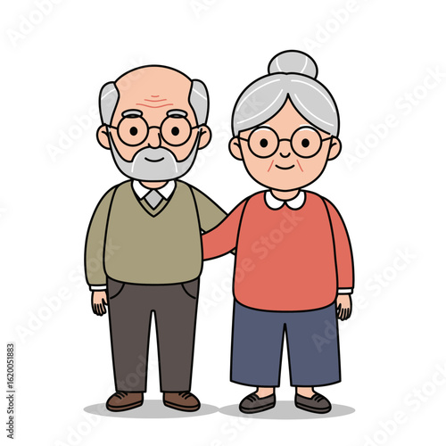elderly couple ilustration vector
