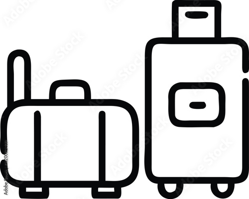 Vector art of two suitcases, one upright and one horizontal, isolated on a white background
