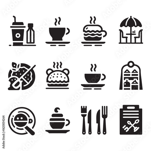 Minimalist Cafe and Restaurant Icon Vector Set