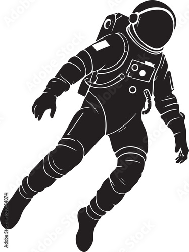 Astronaut floating in zero gravity silhouette