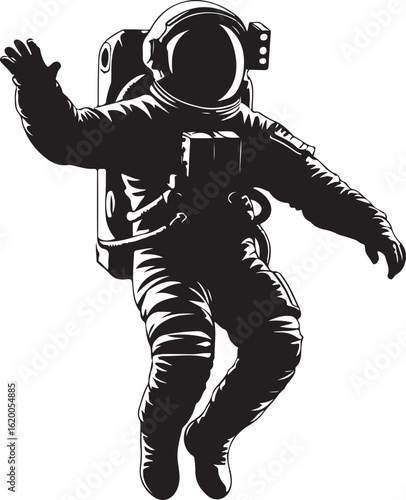 Astronaut floating in zero gravity silhouette