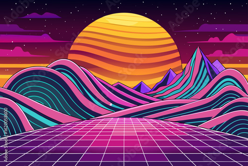 Mythical Geometric Waves in Hyper Realistic Vector