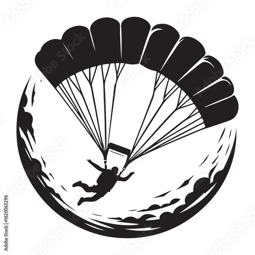 Minimalist Skydiving Silhouette Vector