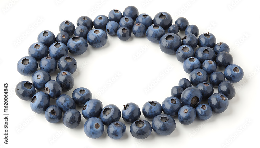 Fototapeta premium Blueberry Necklace on White Background Fresh Natural Fruit Jewelry