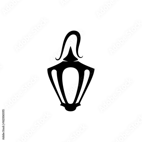 Elegant silhouette of a vintage lantern design against a pristine white background