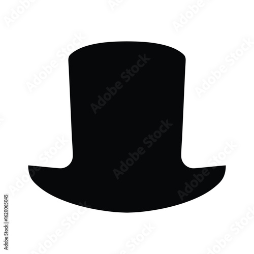 Black top hat silhouette vector illustration on white background