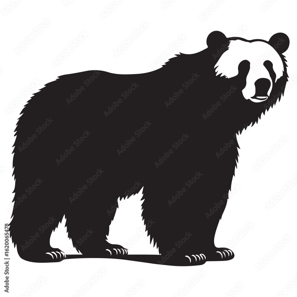 Obraz premium Vector art of black and white panda bear silhouette isolated on white background