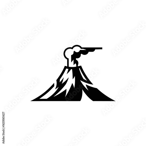 Volcano eruption silhouette symbolizing natural power and geological phenomenon