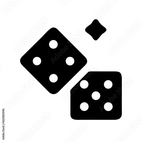 Dices with sparkle on minimalist white background. Dices icon represents chance and risk, and dices with sparkle add touch of luck and excitement. Dices with sparkle concept for games, randomness.