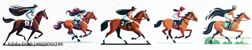 vector of a female horse racing athlete